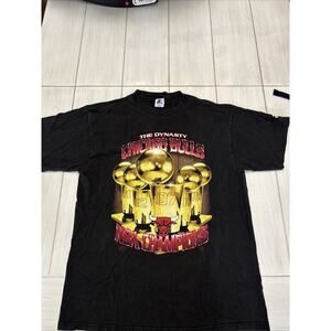 Vtg 90s Chicago Bulls Starter 1997 Championship Dynasty Shirt Made USA Black LG